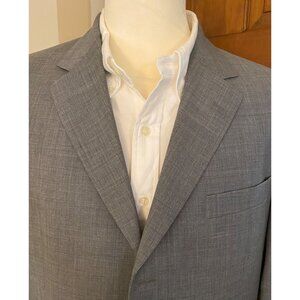 VTG Hugo Boss Men 42R Solid Gray Wool Sport Coat Three-Button Blazer Jacket 52EU